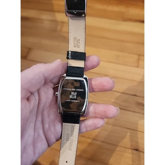 Nolan Miller Glamor Collection Ladies Watch Black Leather Band Rhinestones Bling - Picture 4 of 5
